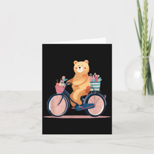 Carte Femme mignonne à vélo avec graphique de nounours d