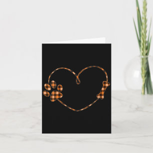 Carte Femme Noir Orange Carreaux Patte de Chien Cœur Os