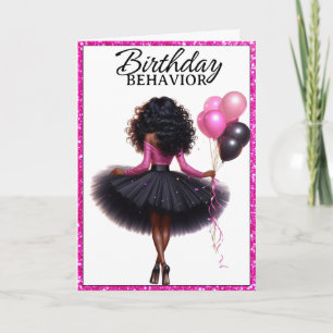 Carte Femme Noire Rose Noir Comportement d'Anniversaire