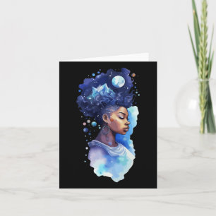 Carte Femme noire spirituelle Afro Girl Galaxy Melanin M