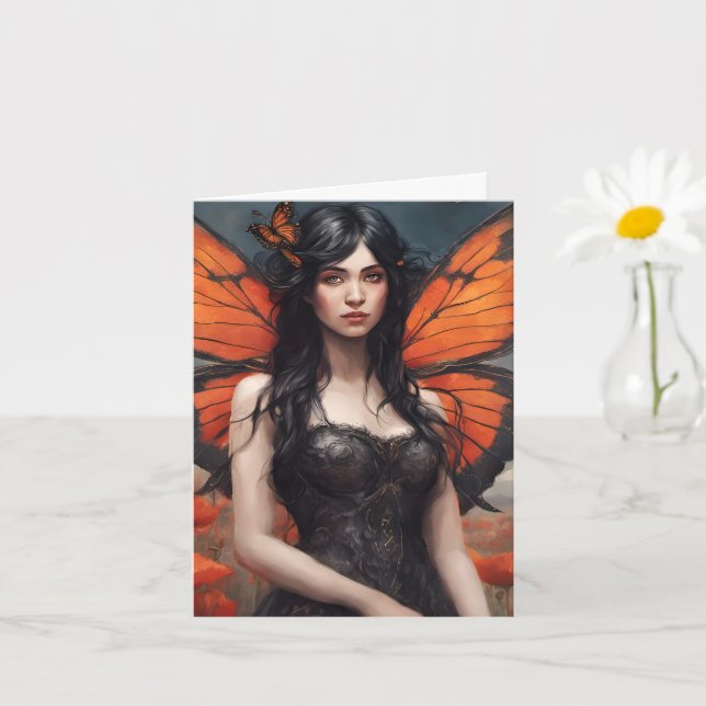 Carte Femme papillon, toutes les occasions (Petite plante)