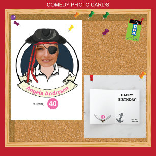 Carte Femme Pirate Anniversaire 40e Amusant Ajouter votr