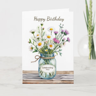 Carte Femme pour son anniversaire Célébrant Vous Fleurs