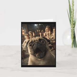 Carte Femme Pug Drôle Selfie Avec Poupées Flippantes Épo