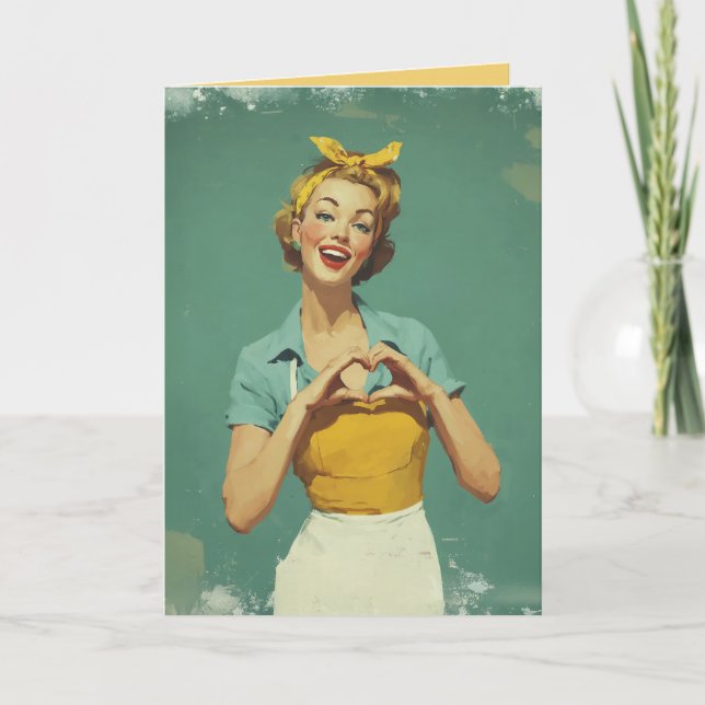 Carte Femme Rétro Envoyant de l'Amour (Devant)