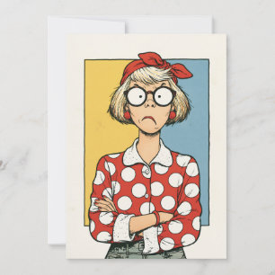 Carte Femme rétro grincheuse à pois