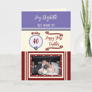 Carte Femme rubis 40e anniversaire violet photo
