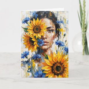 Carte Femme Tournesol Vierge à l'Intérieur