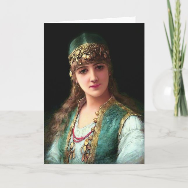 Carte Femme tzigane élégante danseuse bohème (Devant)