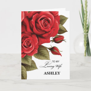 Carte Femme Valentine's Day Love and Red Roses