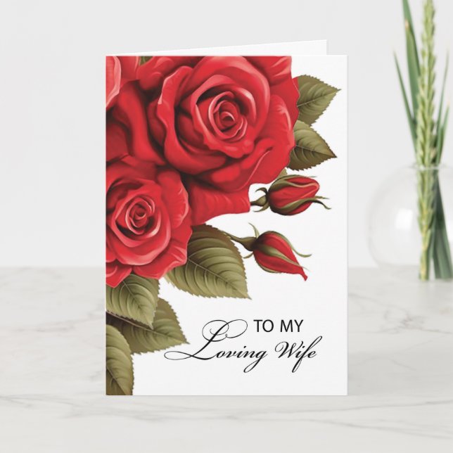 Carte Femme Valentine's Day Love Red Roses (Devant)