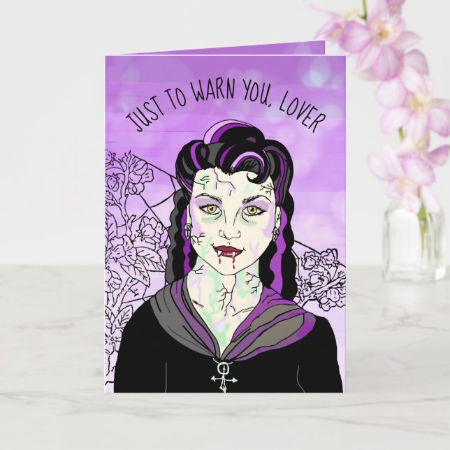 Carte Femme Vampire, Halloween romantique I BITE (Orchidée)