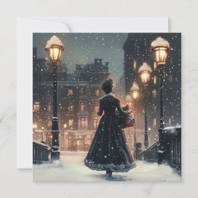 Carte Femme victorienne dans la neige  (Devant)