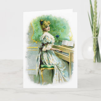 Carte Femme victorienne jouant du piano