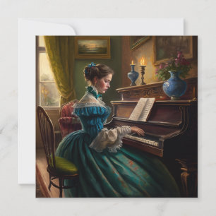 Carte Femme victorienne jouant du piano