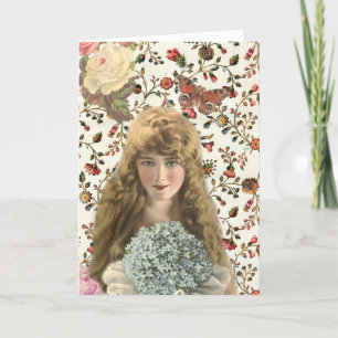 Carte Femme vintage avec le motif floral de calicot