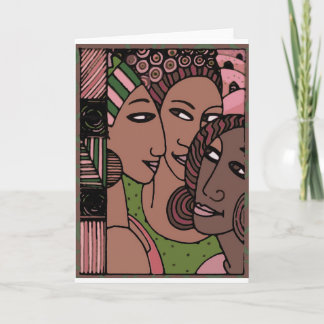 Carte Femmes afro-américaines roses et vertes