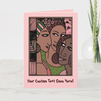 Carte Femmes afro-américaines roses et vertes