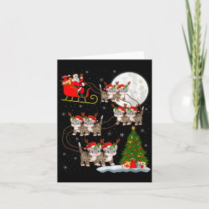 Carte Femmes Chats Père Noël Traîneau Volant Drôle Magiq