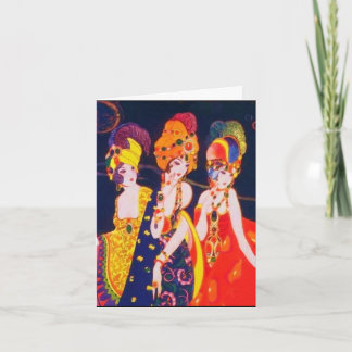 Carte Femmes décorées de couleurs vintages avec bijoux