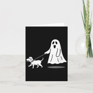Carte Femmes drôle fantôme promenant chien fantôme chien