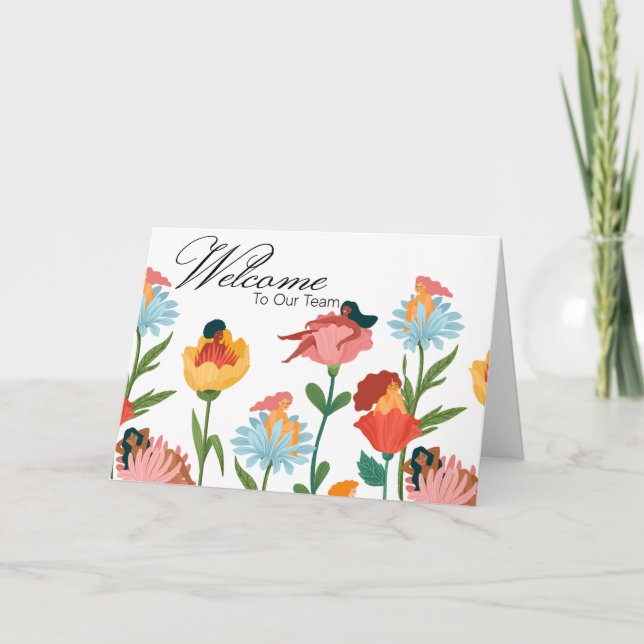 Carte Femmes florales Bienvenue à l'équipe Nouveau emplo (Devant)