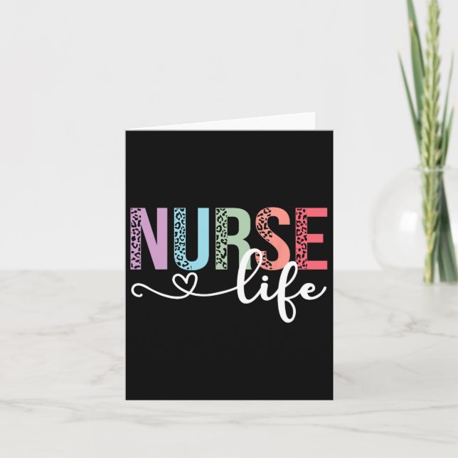 Carte Femmes Infirmière Durée De Vie Rn Lpn Cna Leopard  (Devant)