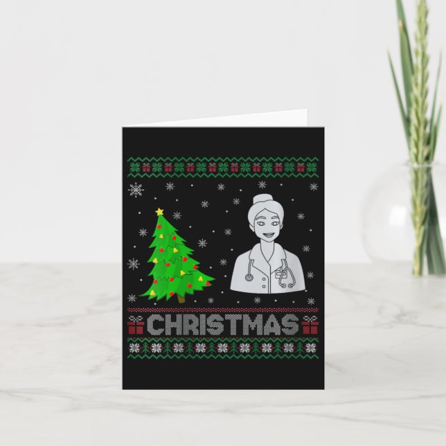 Carte Femmes Infirmière Praticien Xmas Arbre Éclairage l (Devant)