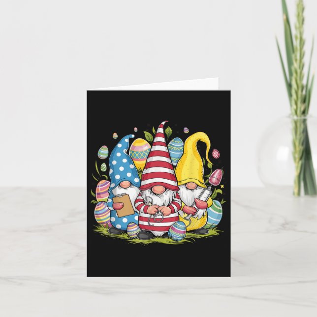 Carte Femmes Joyeuses infirmières de Pâques Gnomes Infir (Devant)