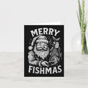 Carte Femmes Joyeux Fishmas Vintage Père Noël Pêche Noël