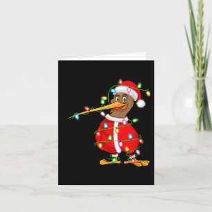 Carte Femmes Kiwi Bird Xmas Éclairage Père Noël Costume