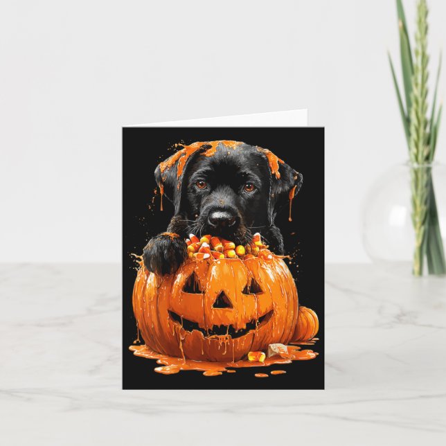 Carte Femmes Mignon Labrador Dégoulinant Citrouille Cand (Devant)