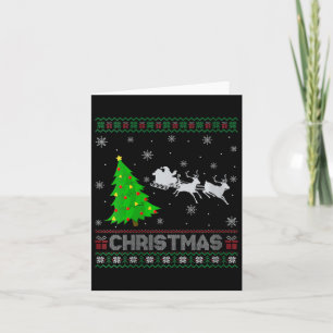 Carte Femmes Père Noël Sleigh Xmas Arbre Éclairage Laide