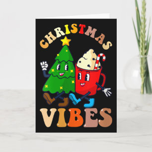 Carte Femmes Rétro Ambiance de Noël Groovy Arbre de Pin