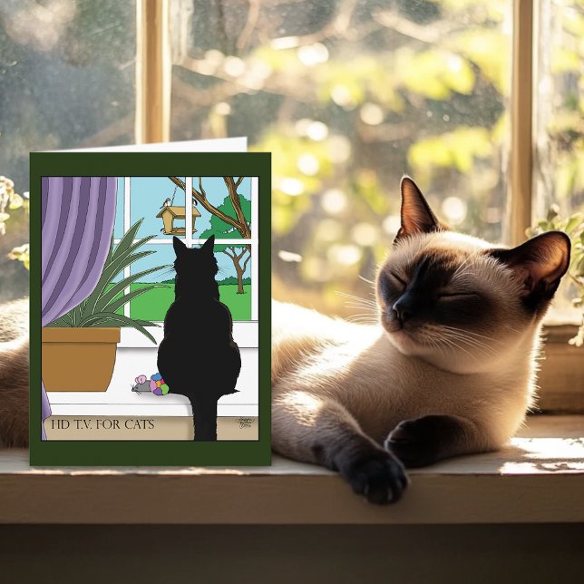 Carte Fenêtre Chat noir regardant dehors (Créateur téléchargé)