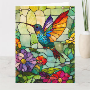 Carte Fenêtre de style Tiffany pour colibri
