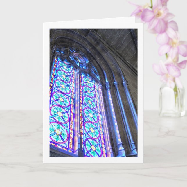 Carte Fenêtre en verre de la Llotja de la Seda, Valence, (Orchidée)