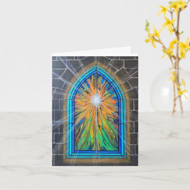 Carte Fenêtre en verre de l'église Light 3 (Fleur jaune)