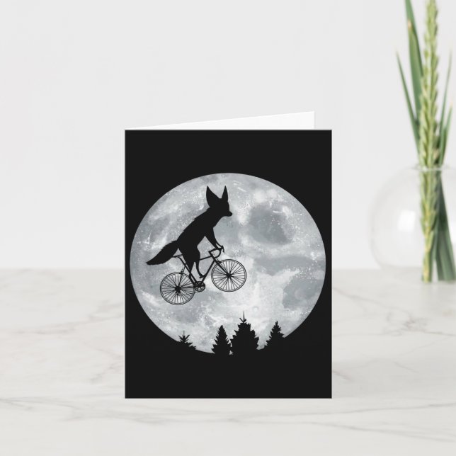 Carte Fennec Fox équitation Moon Vélo Halloween Lunaire  (Devant)