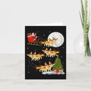 Carte Fennec Fox Père Noël Traîneau Volant Drôle Magique