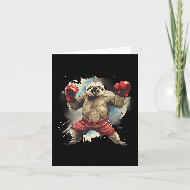 Carte Fente De Boxe Avec Gants De Boxe Kickboxing Funny  (Devant)