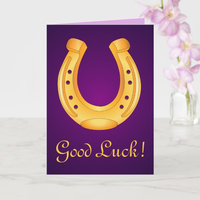 Carte Fer à cheval doré Chanceux Deep Purple (Orchidée)