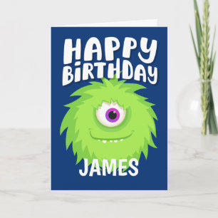 Carte Fer Monster Blue Anniversaire