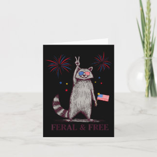 Carte Feral &amp ; Free Funky Patriotic Racoon Feral Et