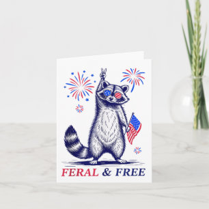 Carte Feral &amp ; Free Funky Patriotic Racoon Feral Et