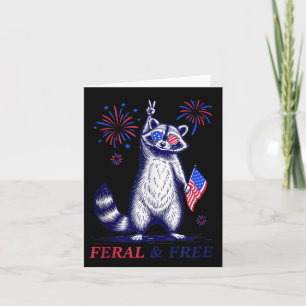 Carte Feral & ; Free Funky Patriotic Racoon Feral Et