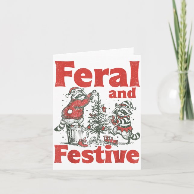 Carte Feral And Festive Raccoon Santa Christmas Holiday  (Devant)