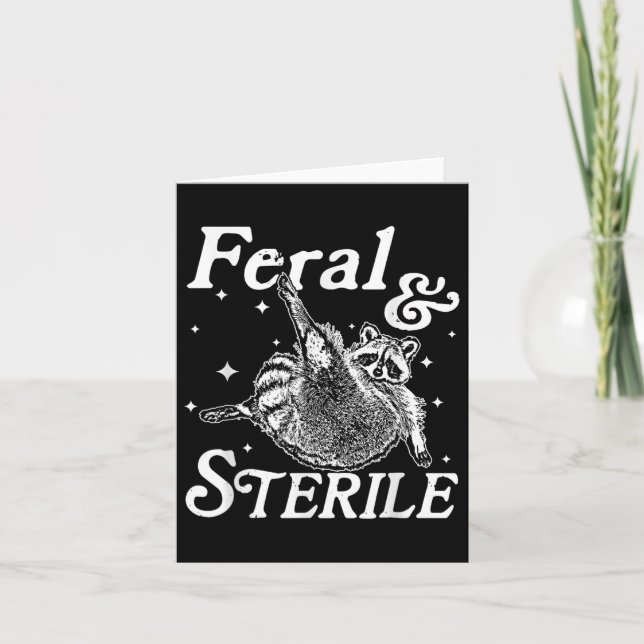 Carte Feral Et Stérile, Funny Raccoon Meme (Devant)