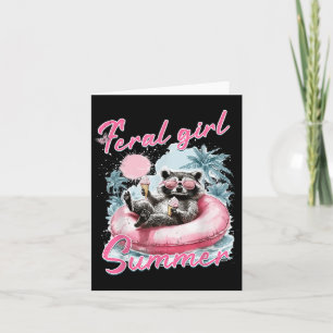 Carte Feral Girl été drôle mème Feral Raccoon été