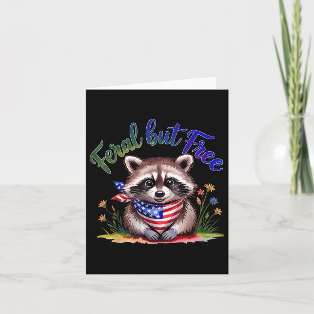 Carte Feral Mais Gratuitement Funky Raccoon 4 juillet Fe (Devant)
